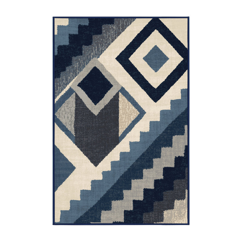 Tapis moelleux moelleux à imprimé bloc Elbridge, 2x3