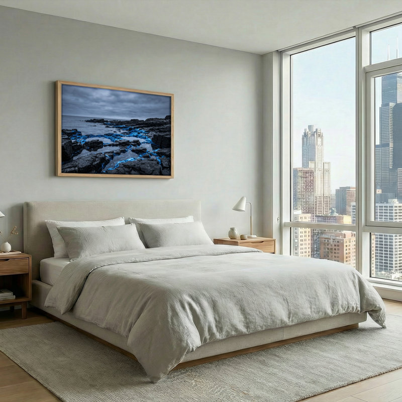Ensemble de 1 tableau sur toile représentant des rochers de l'océan, H 24 po x l 36 po, Natural