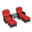 Ensemble de conversation d'extérieur en rotin pour 2 personnes avec chaises pivotantes, coussins d'appui-tête, table d'appoint, repose-pieds et coussins rouges Adcox-1257506760