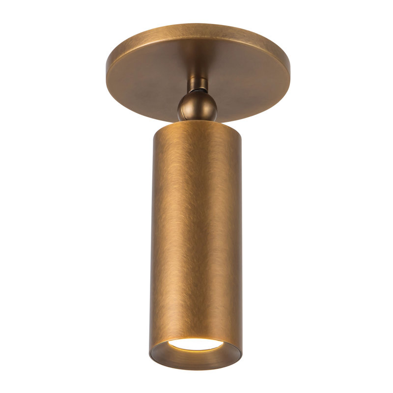 Mason 5-in Black dimmable LED Semi-Flush Mount, Antique Brass