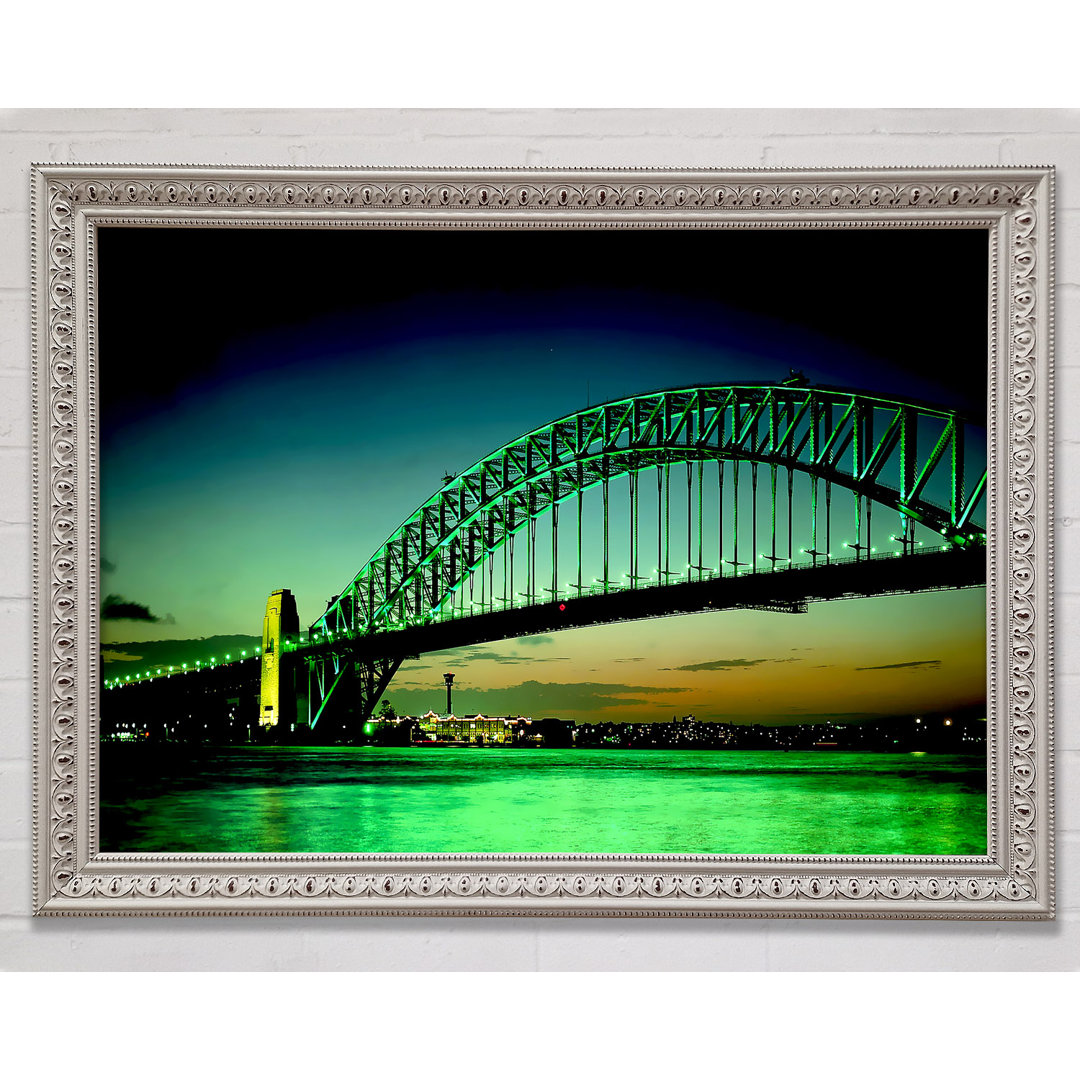 Gerahmtes Wandbild Sydney Harbour Bridge in Grün