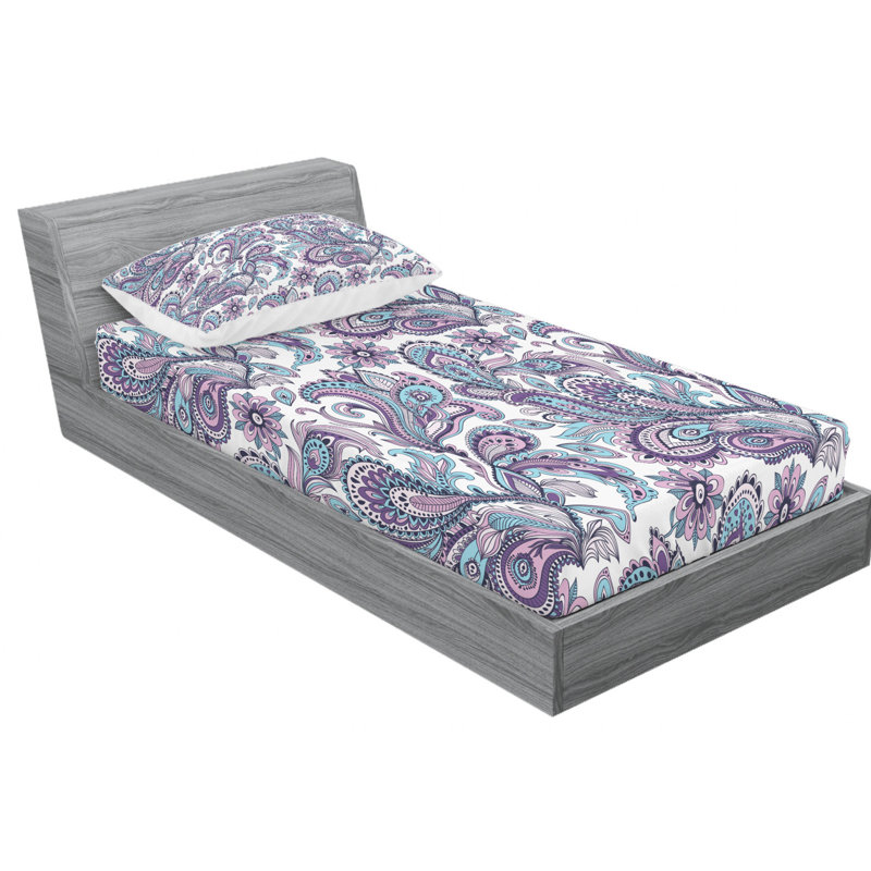 Twin Pink Paisley Microfiber Fitted Sheet Set