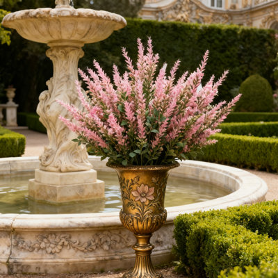 4 pièces de plantes de lavande artificielles, 15 pouces de fleurs extérieures simulées convenant aux jardins, aux pots suspendus et à la décoration intérieure, rose