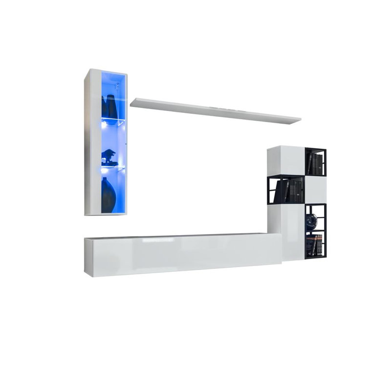 Switch Metal II Entertainment Unit 250cm - Urban Metal-Framed Media Set for TVs Up To 75 In, White