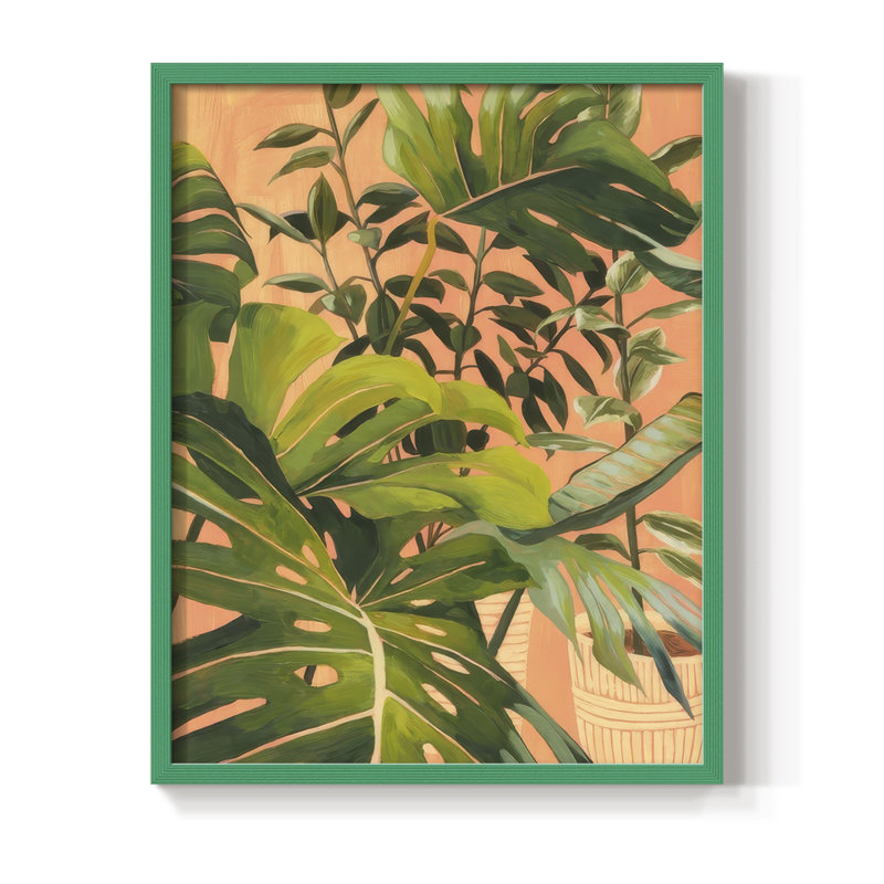 Golden Hour Greenery II, reproduction encadrée - bois massif, H 15 po x l 12 po, Vert