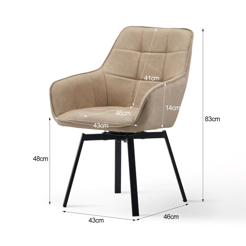 Byun 48cm H Upholstered Metal Armchair, Beige