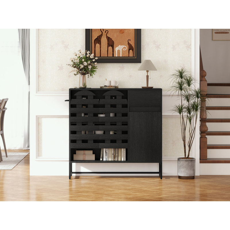 Armoire décorative avec trois portes et un tiroir, Noir