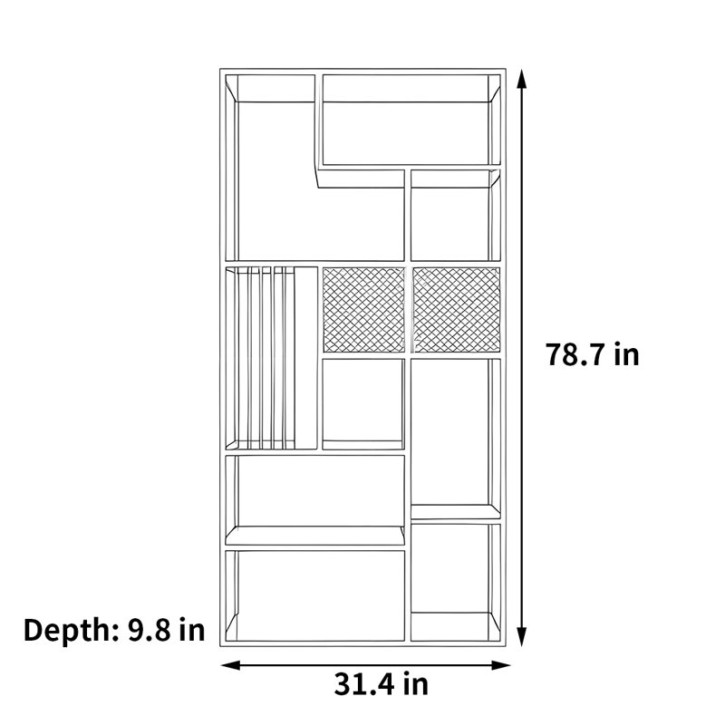 Bibliothèque robuste et durable, (7 tablettes) H 78,7 po x l 31,4 po x P 9,8 po