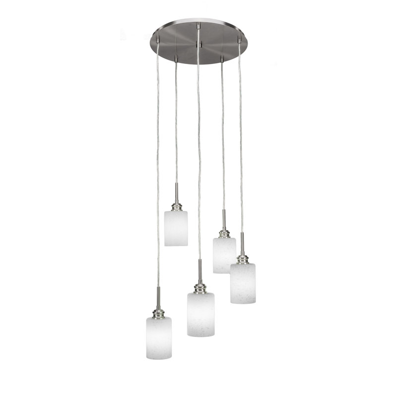 Luminaire suspendu grappe 5 lumières Edge, Mousseline blanche