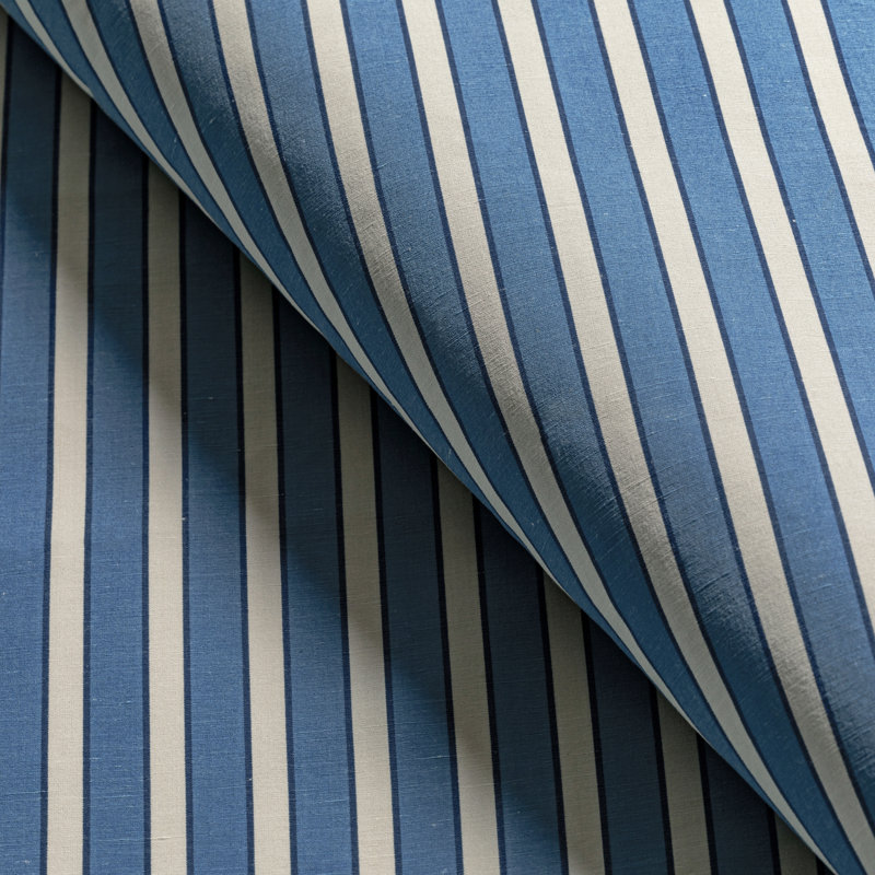 Normant II Rouen Stripe Cotton Blend Fabric, Blue