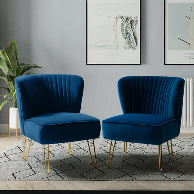Euclid Glam Velvet Side Chair with Sturdy Wood Frame & Foam Padded Seat