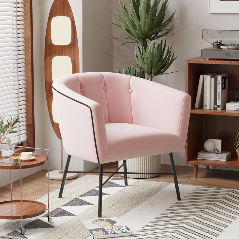 Emery Upholstered Barrel Chair, Pink