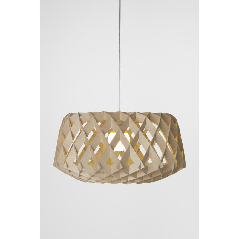 Luminaire suspendu cylindrique à 1 lumière Pilke, Bouleau