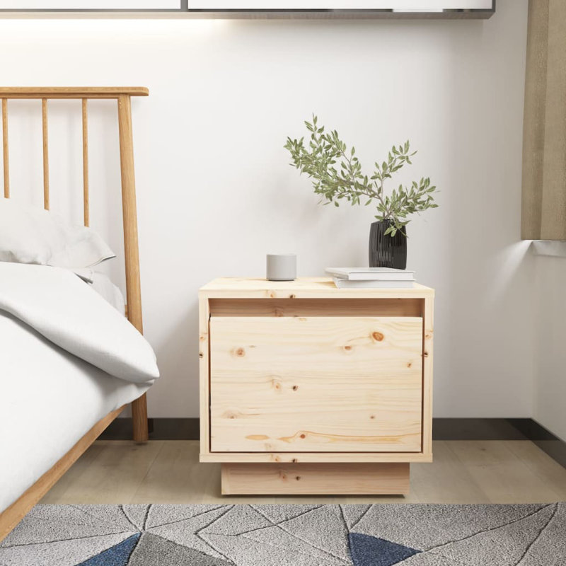 vidaXL Bedside Cabinet Solid pinewood Compact Storage, Oak