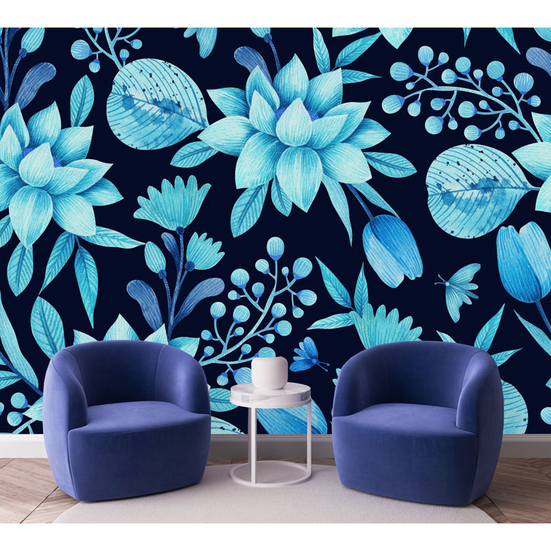 Floral Wall Mural, 100" W x 8.33" L