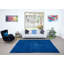 Tapis de salon bleu uni 7 x 9,2 pi fabriqué à la main pour l'extérieur