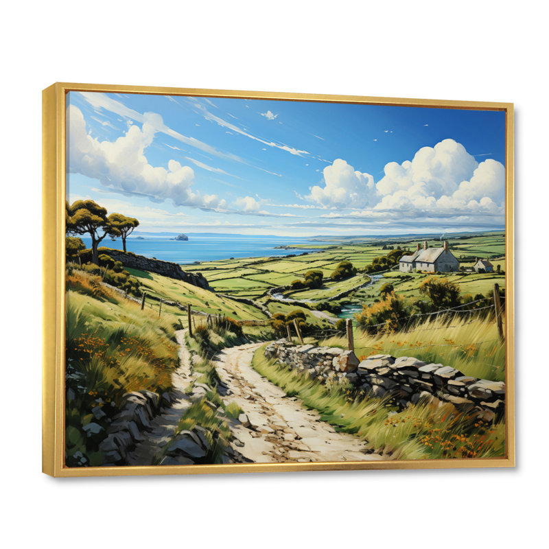 «Ireland Emerald Isle This V», art mural Irlande, Cadre flottant doré, 34" H x 44" W