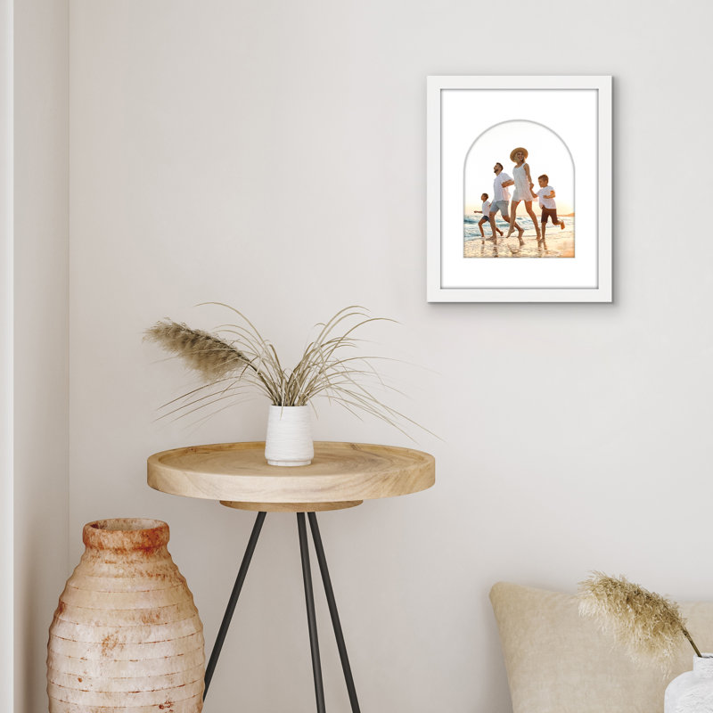 Picture Frame With Arch-Shaped Mat - Ideal For Any Room, Living Rooms, Dorm Room, White, 11" x 14"