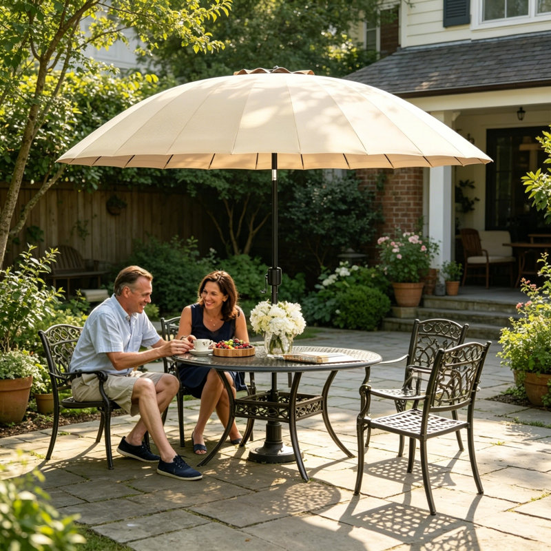 272cm Tilt Beach Parasol, Beige