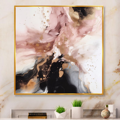 «Pink Gold Marble Texture I», reproduction d'art sur toile abstraite