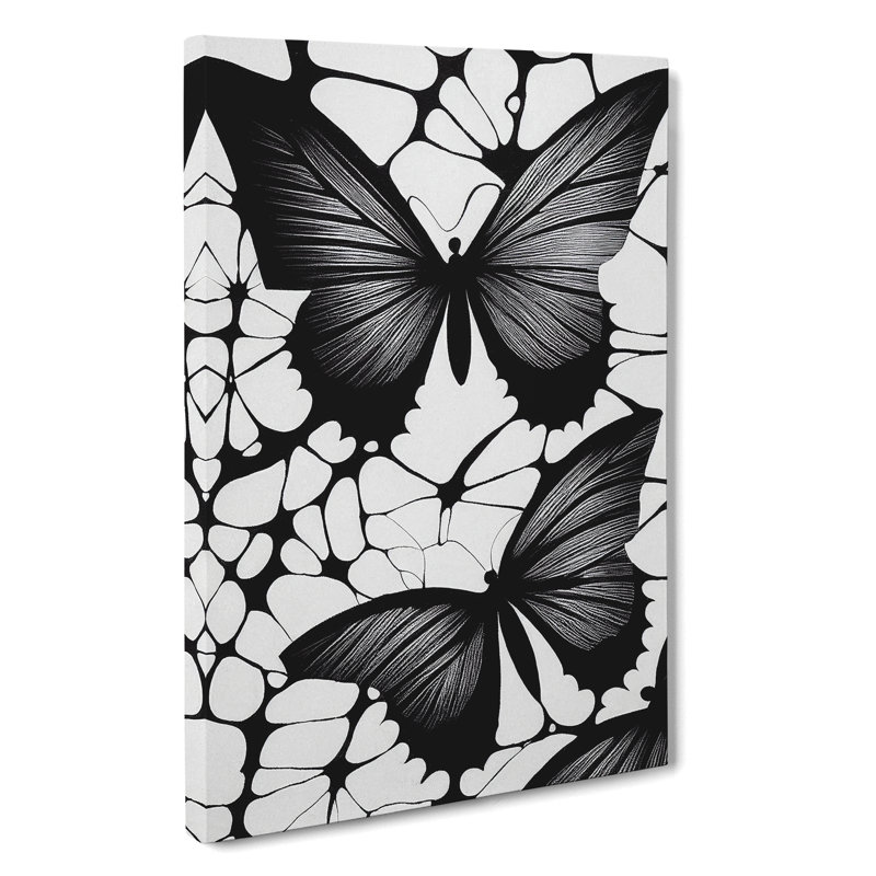 Monochrome Butterflies - Wrapped Canvas, 60cm H x 40cm W x 3cm D