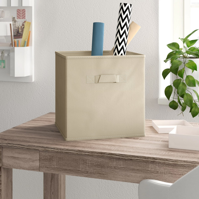 Rebrilliant Fabric Decorative Bin, Beige, 27cm H x 27cm W x 27cm D