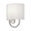 1 Light Brushed Nickel ADA Sconce With Hand Crafted Off-White Fabric Shade-557557544