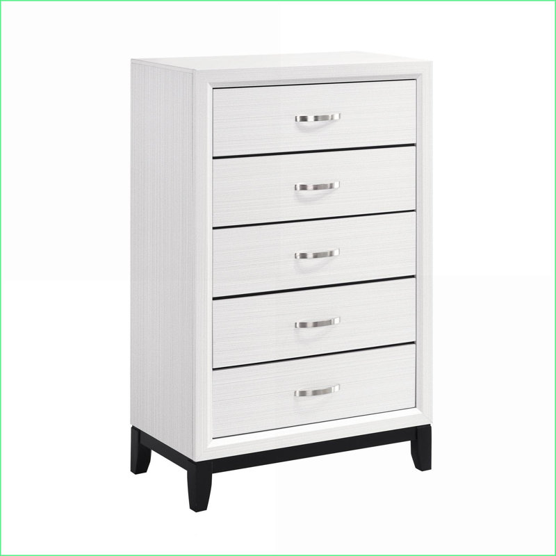 Commodes et amp; Armoire-penderie, commode blanche moderne à 5 tiroirs | Bois | Blanc