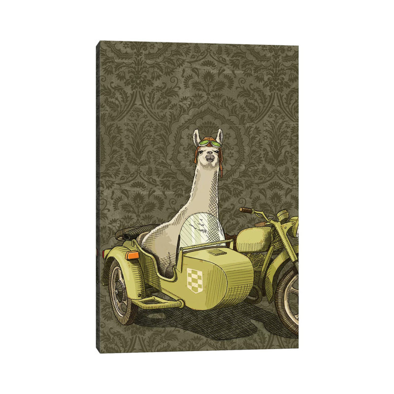 Sidecar Llama 1 Piece Wrapped Canvas Painting, 66.04 cm H x 45.72 cm W x 3.175 cm D