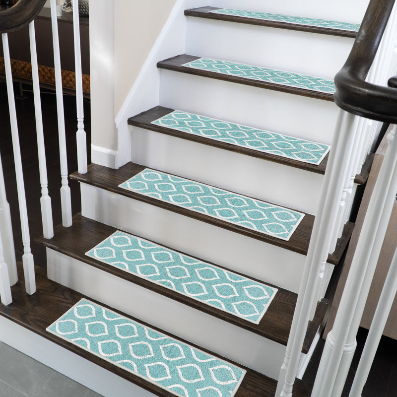 Tapis d'escalier Jenning, Bleu sarcelle clair