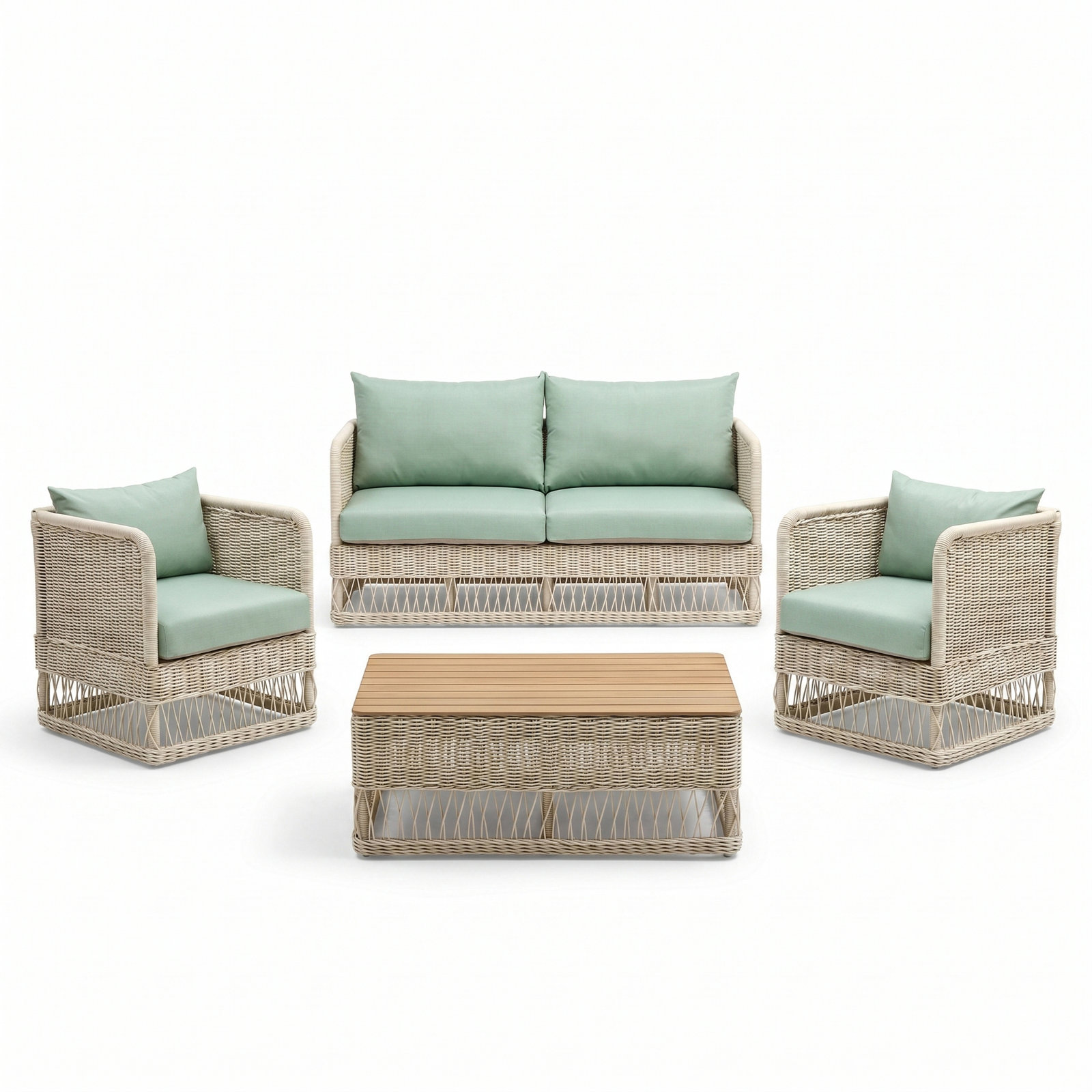 Margot Natural 4-Piece Sunbrella® Outdoor Patio Seating Set, Canvas Spa, White