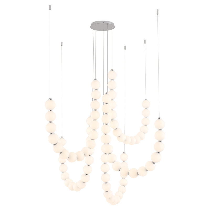 Akoya 80 Light Silver dimmable LED Chandelier, Chrome-RT, 5 Head Chandelier