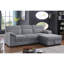 Canapé-lit modulaire en chenille en tissu gris clair de 95 po de large avec méridienne Kipling II, porte-gobelets, port de chargement USB
