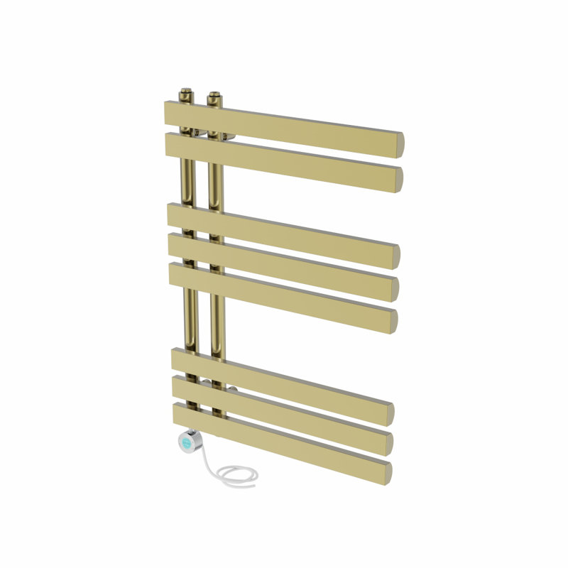 Calynne Designer Towel Rail Heated Towel Rails, Brushed Brass, 80cm H x 60cm W x 7.35cm D