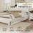 Farmhouse Bed Frame Queen Size With Hidden Space Bookcase Headboard, Wooden Queen Bed Frame With Charging Station And LED Lights-1103374713
