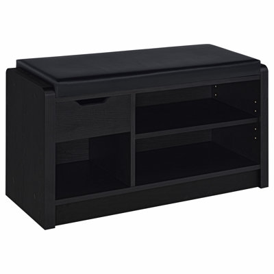 Black 1-Drawer Storage Bench