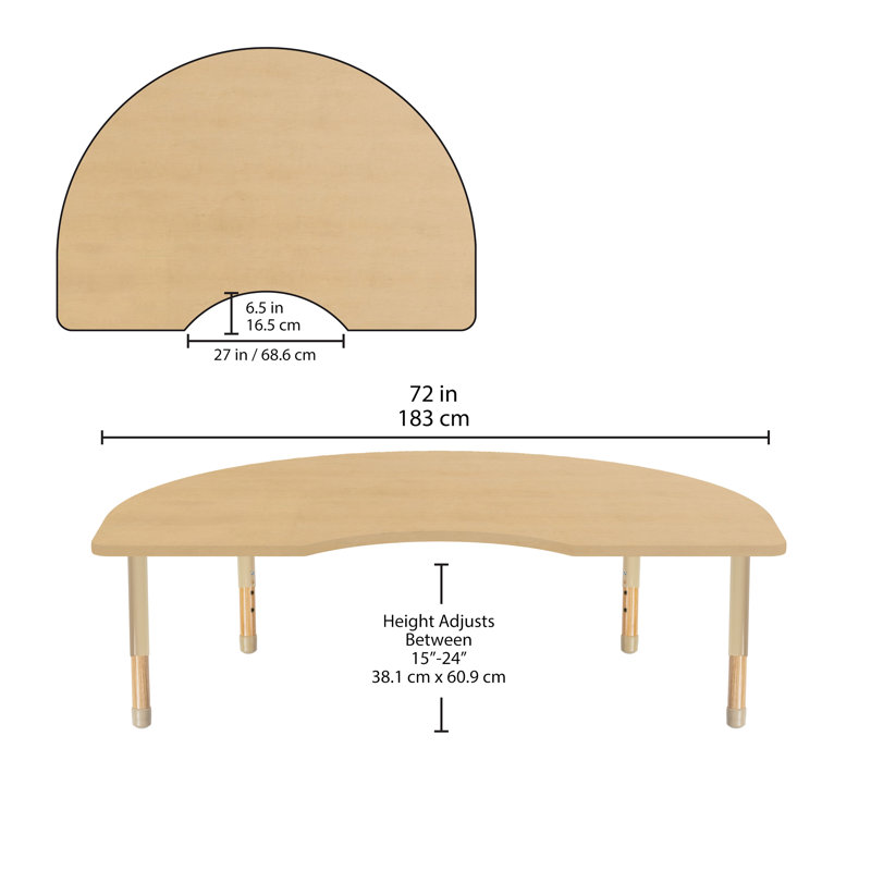 Table d'activité thermofusionnée 48 po x 72 po Kidney, Grain d'érable, Sand