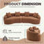 Canapé modulaire incurvé en polyuréthane caramel à compression complète, canapé modulaire en chenille 30D pour appartement et salon, L 110 po 800, 60 fermeté avec 4 coussins-121059756