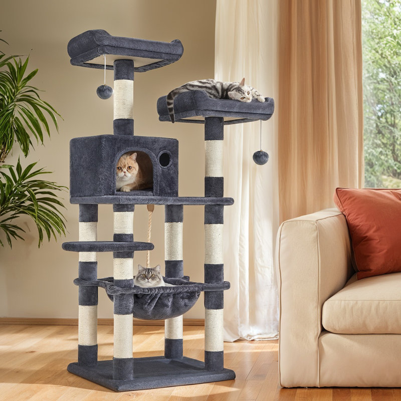 143cm H Cat Tree, Smokey Grey
