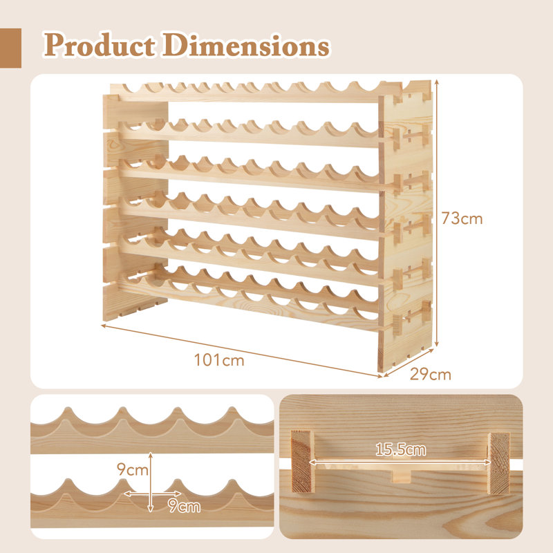 Solid Wood Wine Bottle Rack Yellow