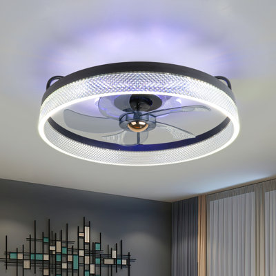 Flush Mount Dimmable Ceiling Fan with LED Lights