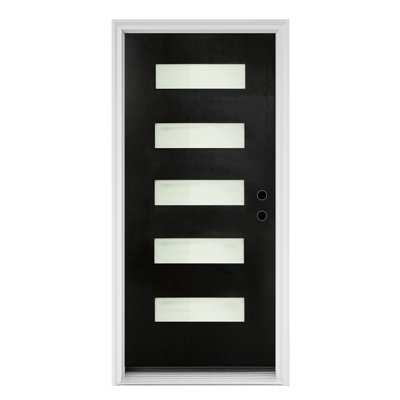 Porte extérieure en fibre de verre durable, style contemporain, entrée de maison