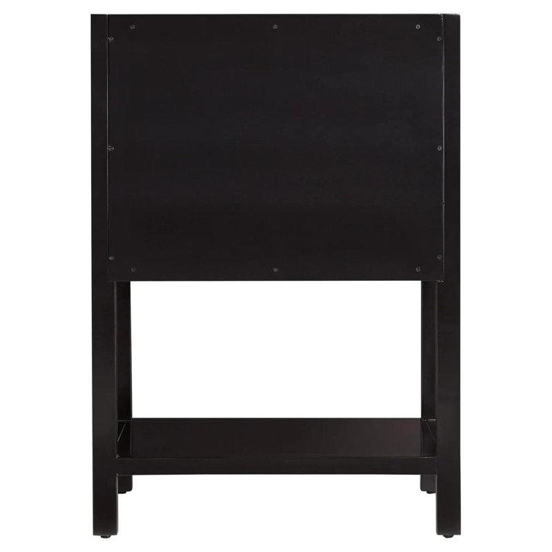 24" Robertson Single Bathroom Vanity Set with Oval Undermount Sink, Feathered White Quartz, 8" Widespread, Black
