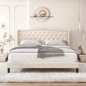 (Incomplete)Lyndhur 45.3” H Tufted Velvet Upholstered Low Profile Standard Bed, Platform Bed Frame