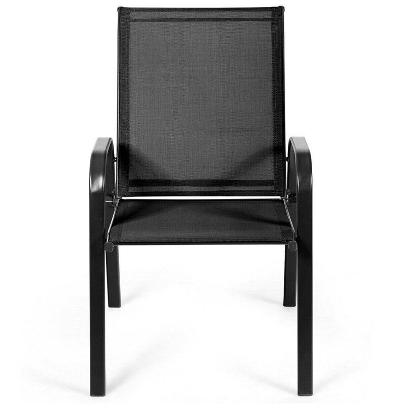 Ensemble de 4 chaises de patio Red Barrel Studio® avec jardin en acier, Noir