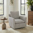 Fauteuil demi-tonneau pivotant à rayures douces modernes 29,7 po avec coussin amovible (ensemble de 3)
