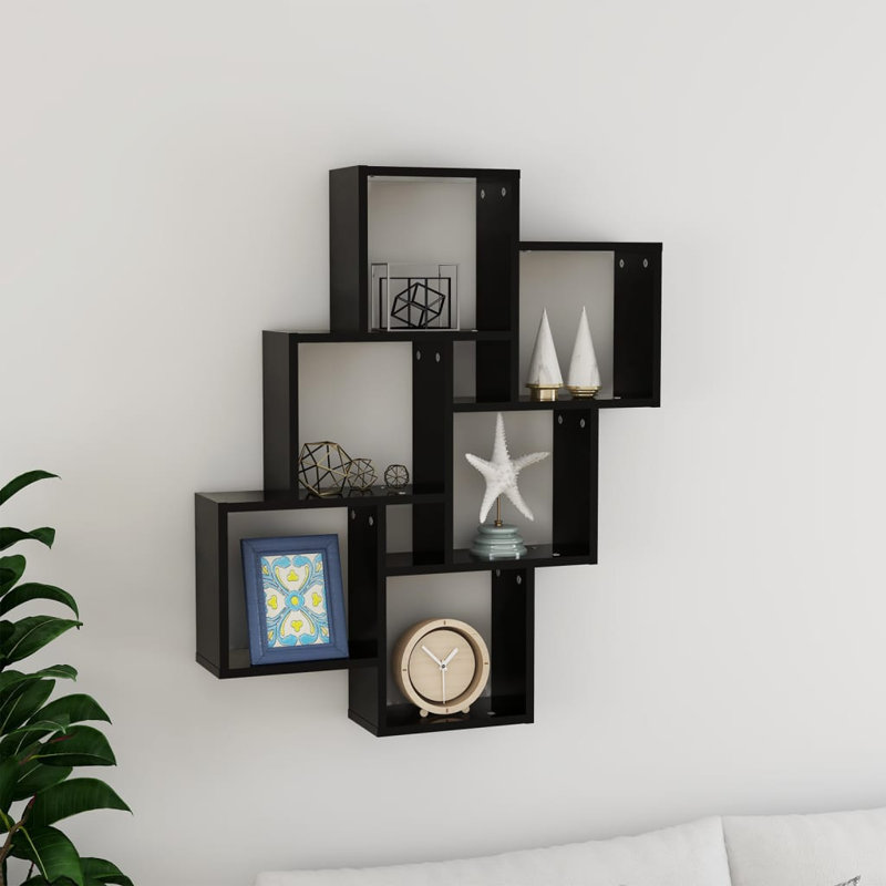Ayca 6 Piece Cube Shelf, Black