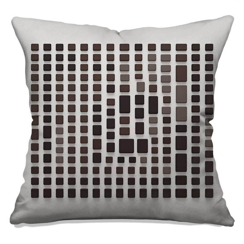Brown Rectangular Grid Double Sided Throw Pillows, 18 x 18 inches