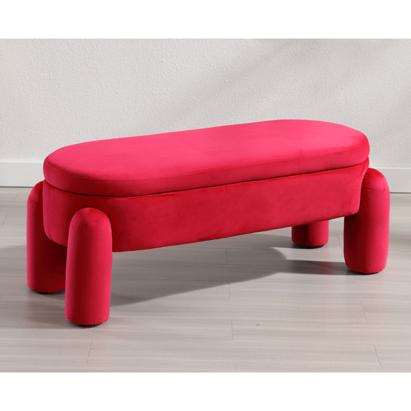 Akikazu Upholstered Storage Bench, Antique pink and pink