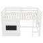 Lit mezzanine simple avec glissoire et tableau noir, bibliothèque intégrée, rails de sécurité, lit mezzanine pour enfant peu encombrant, blanc-2118622283-2118622282